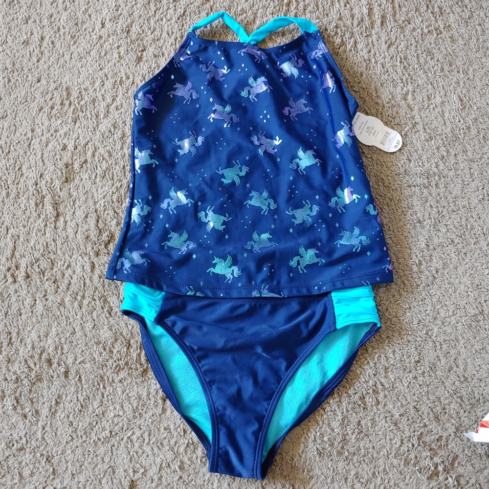 Unicorn tankini plus size LG 10/12 wonder nation